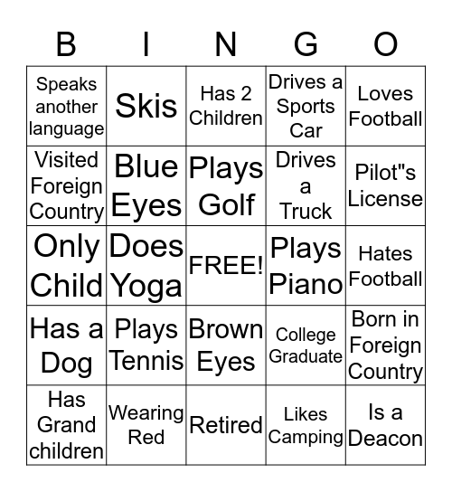 Stephen Ministers Bingo Card