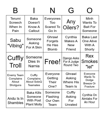 Home Valorant Bingo Card