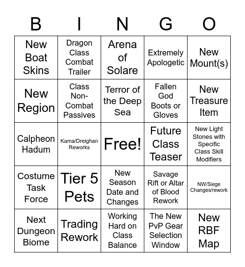 CalpheON Ball 2 Bingo Card