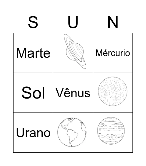 Planets Bingo Card
