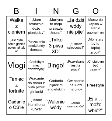 Spóźnior Bingo Card