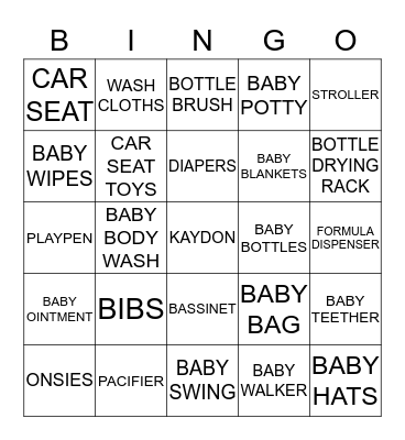 Kaydon's BINGO Card