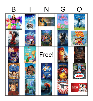 TV and Movie Bingo Card