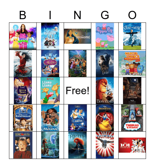 TV and Movie Bingo Card