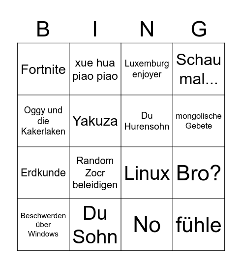 Untitled Bingo Card