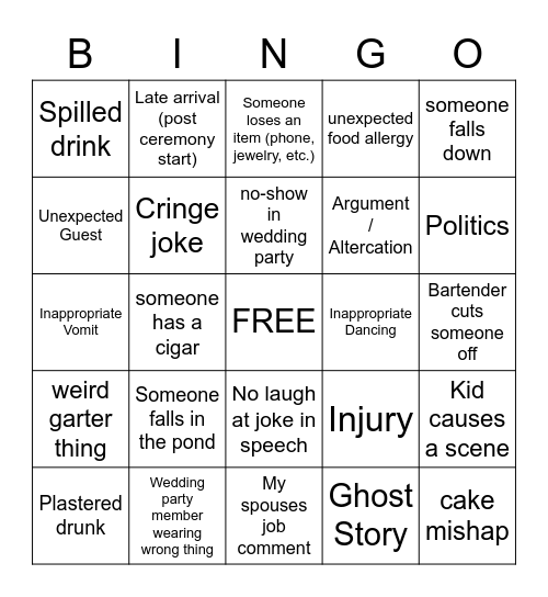 BEST BINGO GAMES Bingo Card