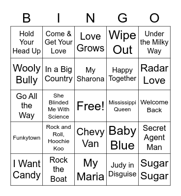 One Hit Wonders Bingo Card