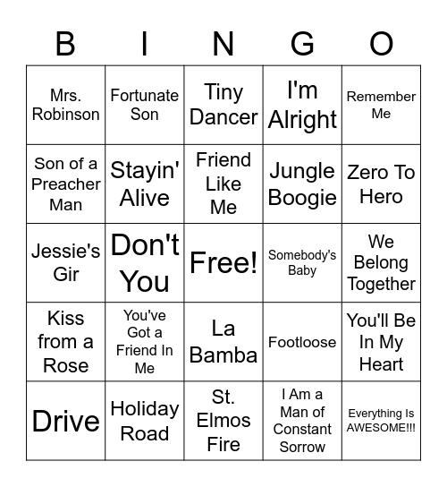 Movie Set Bingo Card