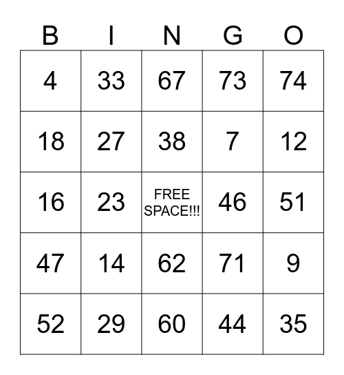 Bingo Card