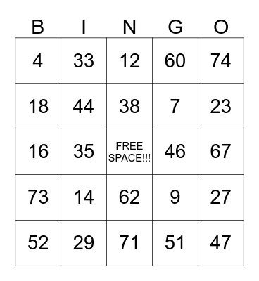 ___________________________________________________ Bingo Card