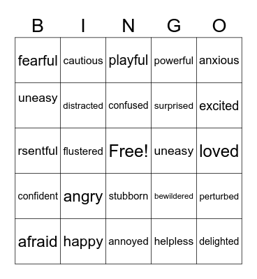 FEELINGS BINGO Card