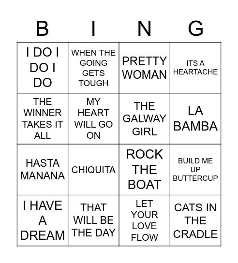 NEW ABBA Bingo Card