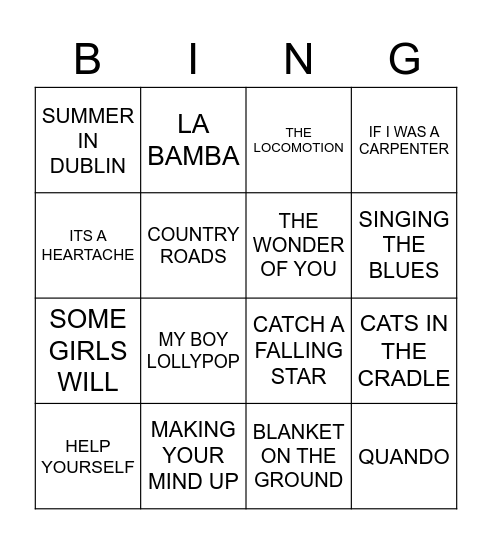 WELCOME BACK Bingo Card