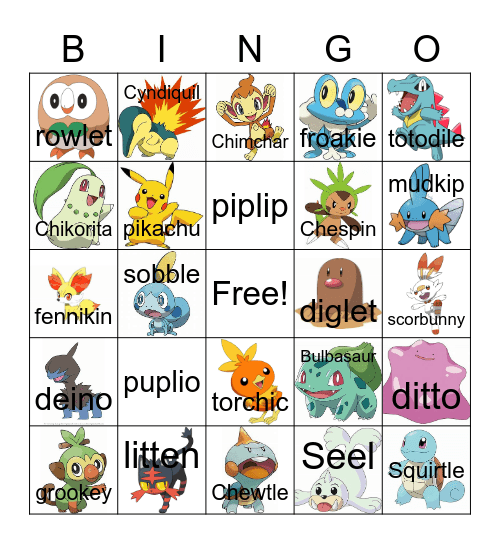 Pokemon Bingo Card