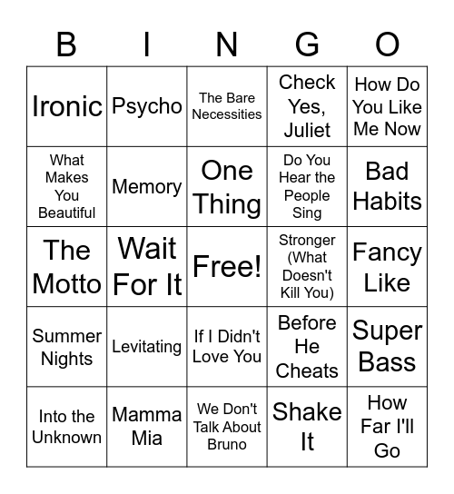 RANDOM Bingo Card