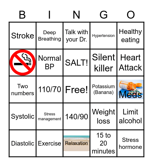 Blood Pressure Bingo Card