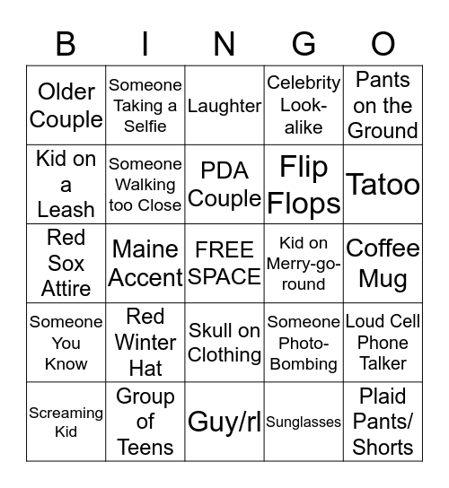 Mall Bingo Card