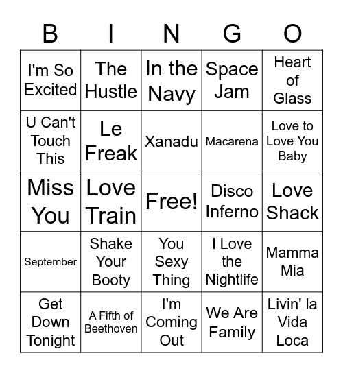 Dance! Bingo Card