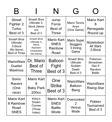 Bachelorette Gamer Bingo Card
