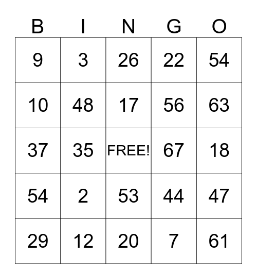 Number  Comprehension! Bingo Card