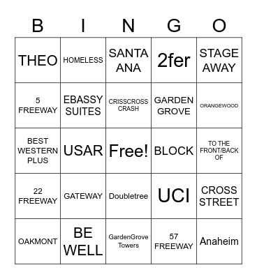 TRUCK 6 Bingo Card