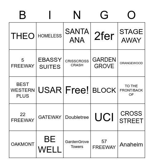 TRUCK 6 Bingo Card