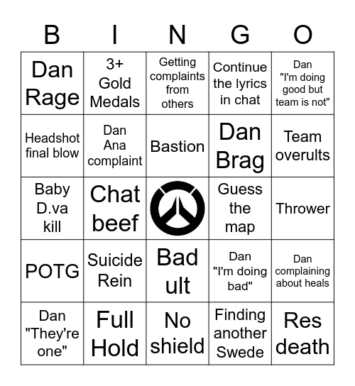 Overwatch Bingo Card