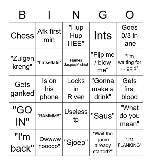 Bram Bingo Card