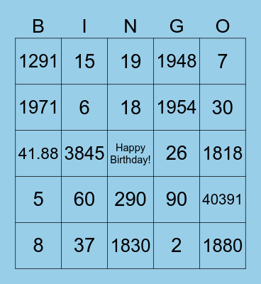 Grandma's 90th Birthday Bingo Card