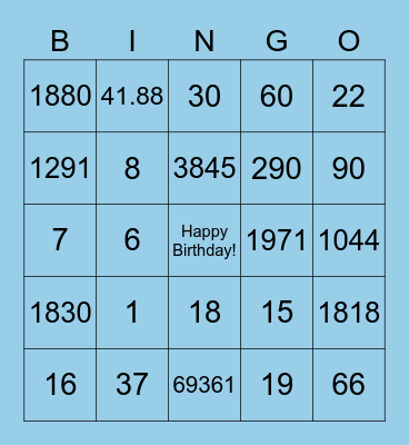 Grandma's 90th Birthday Bingo Card