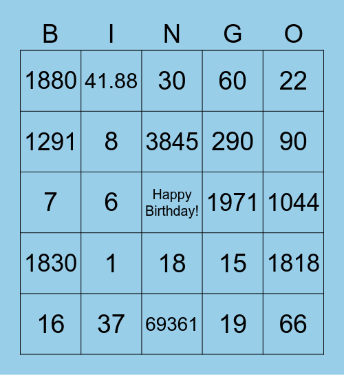 Grandma's 90th Birthday Bingo Card