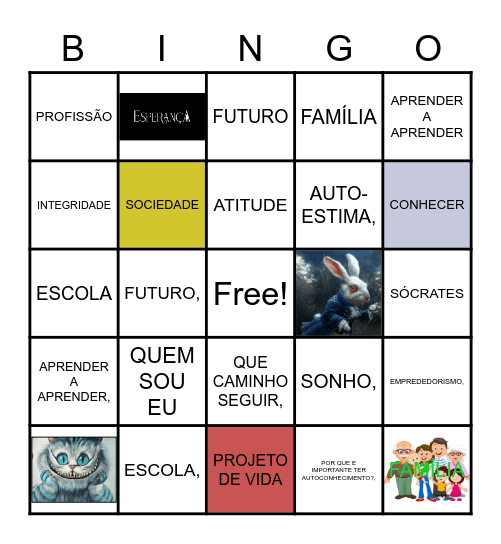 PROJETO DE VIDA Bingo Card