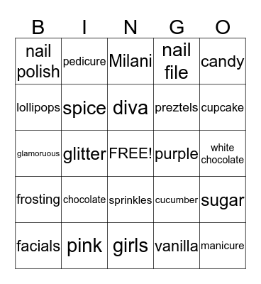 Sugar & Spice Bingo Card