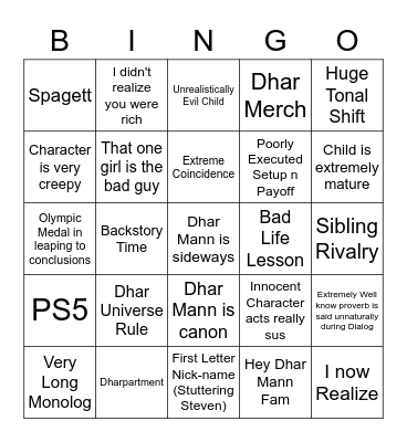 Dhar Mann Bingo Card