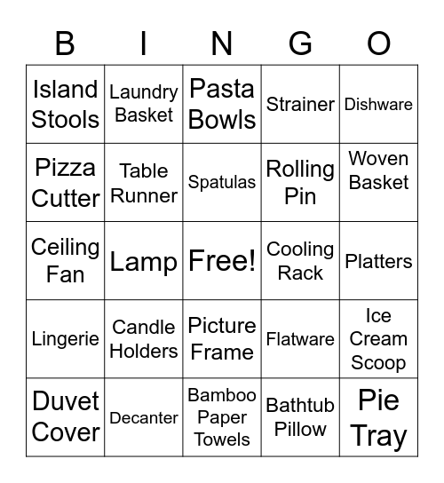 BRIDAL BINGO Card