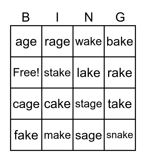 Bingo ake/age Bingo Card
