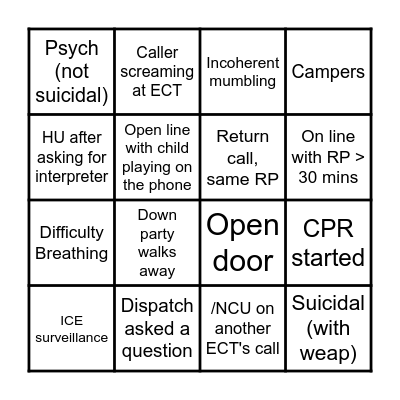 ECT BINGO Card