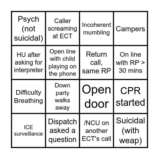 ECT BINGO Card