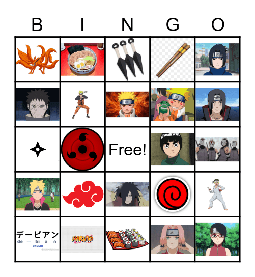 Anime Bingo Card