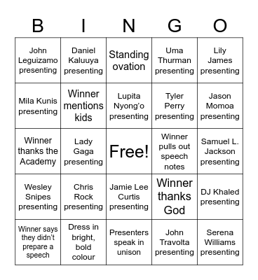 Oscars 2022 Bingo Card