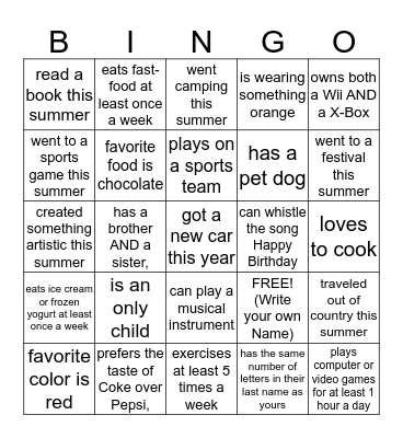 Find Someone Who... Bingo Card