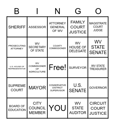 ROCK THE VOTE 2022 Bingo Card
