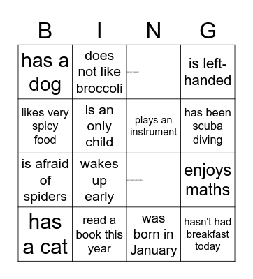 Find someone who Bingo Card