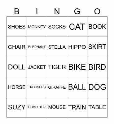 VOCABULARY BINGO! Bingo Card