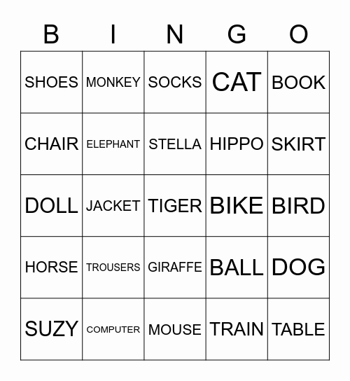 VOCABULARY BINGO! Bingo Card