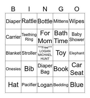 Baby LOGAN  Bingo Card