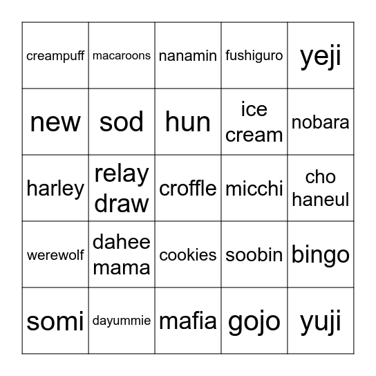 MICCHI'S BINGO Card