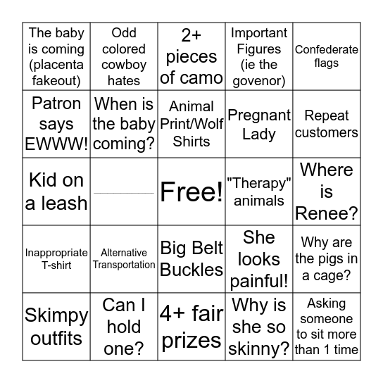 Fair Bingo Card