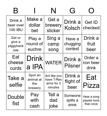 Birthday Brewry Bingo Card