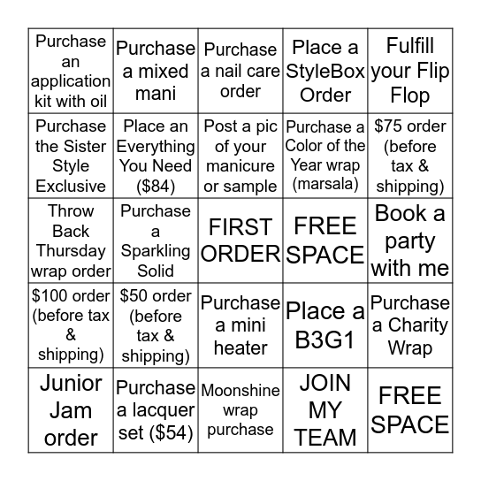 INCENTIVE BINGO Card